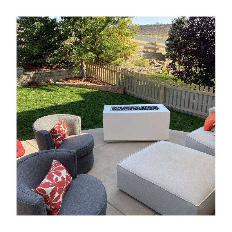 Pismo Fire Pit, White, Propane, 24" H x 48" W x 24" D