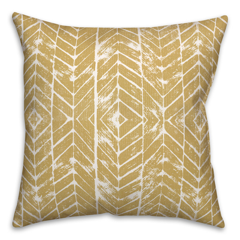 Housse de coussin d'extérieur carré texturé à chevrons 11, Jaune, 18 po x 18 po