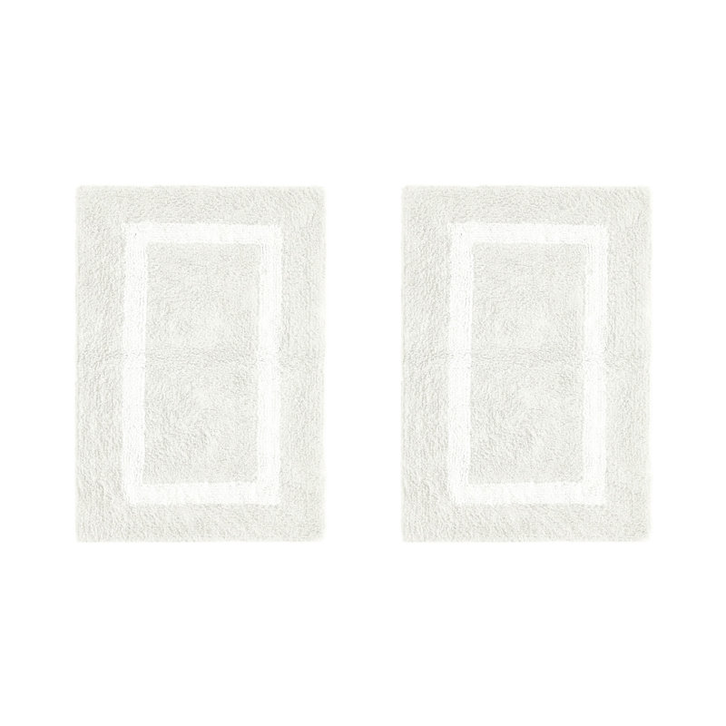 Ensemble de tapis pour salle de bain 2 pièces 100% coton 2370 g / m² Broshouse, tapis de salle de bain touffeté ultra moelleux, super absorbant certifié OEKO-TEX®, réversible, lavable à la machine, confort semblable au spa, ivoire / blanc