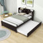 Lit plateforme en bois avec lit gigogne simple et rangement Halvorsen-86852978