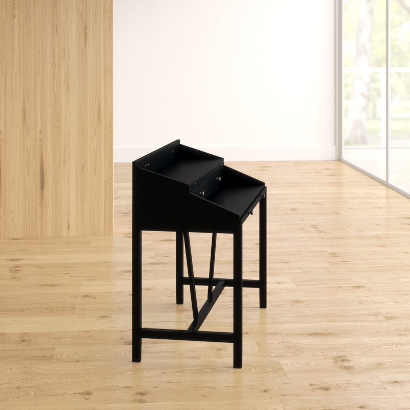 Muirfield Solid Wood Solid Wood Writing Desk, Black