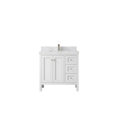 Nashville 36 In. W X 22 In. D Center Sink Bathroom Vanity In Alabaster With 2 In.