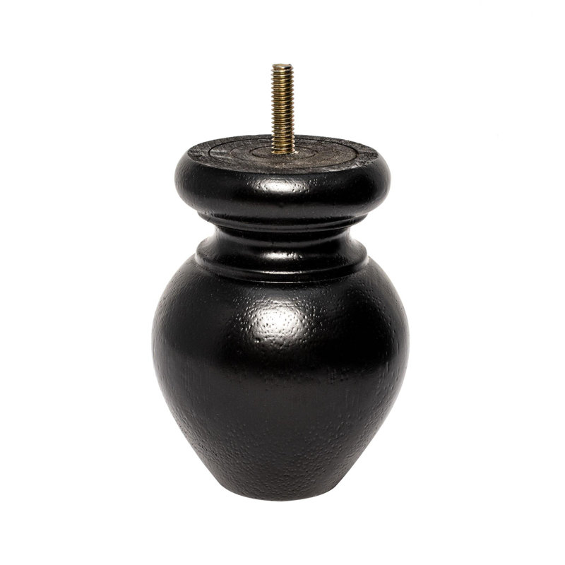 Pied de chignon rond en bois massif non fini, Stained Espresso, 4 Pack