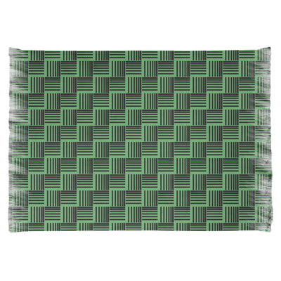 Tapis basketweave rayures vert/noir