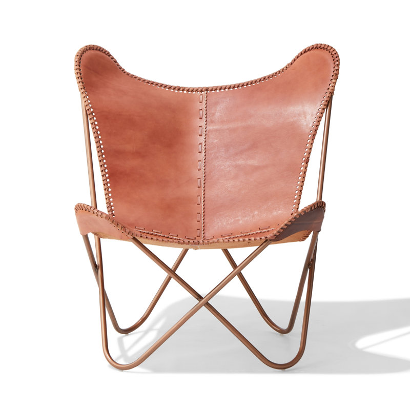 Fauteuil suspendu en cuir Callum brun, Brun