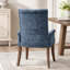 Chaise rembourrée capitonnée avec accoudoirs en chenille et pieds en bois massif, bleu-2093903151