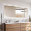 Miroir de salle de bain moderne sans cadre avec fonction de désembuage et lumière réglable-566337161-566337165-566337167