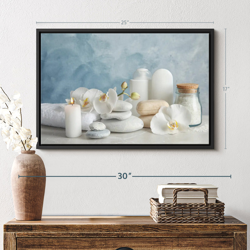 White Spa Essentials Canvas Print, 17" H x 25" W