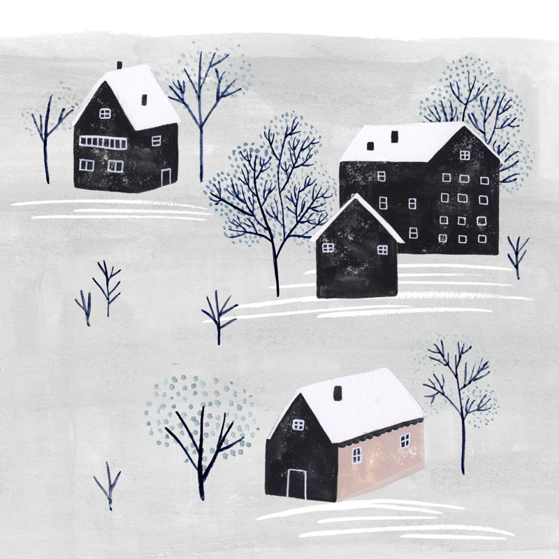Snowy Village II by Melissa Wang - Wrapped Canvas Painting, 91cm H x 91cm W