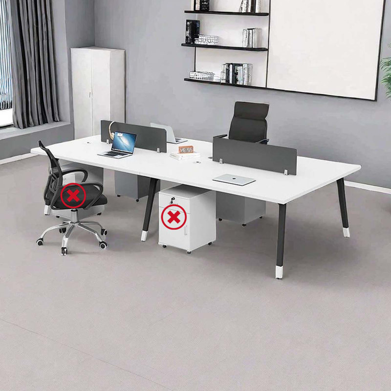 Mikle 94.49'' W Rectangle Partition Desk, White