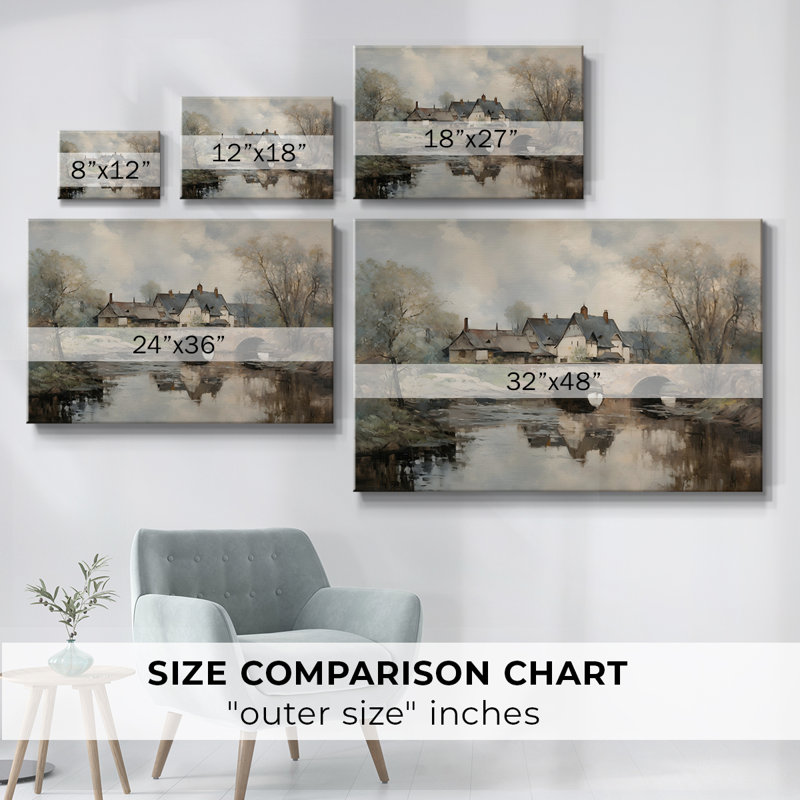 Paysage rétro - DCCCLIV, reproduction d'art sur toile, H 25 po x l 37 po