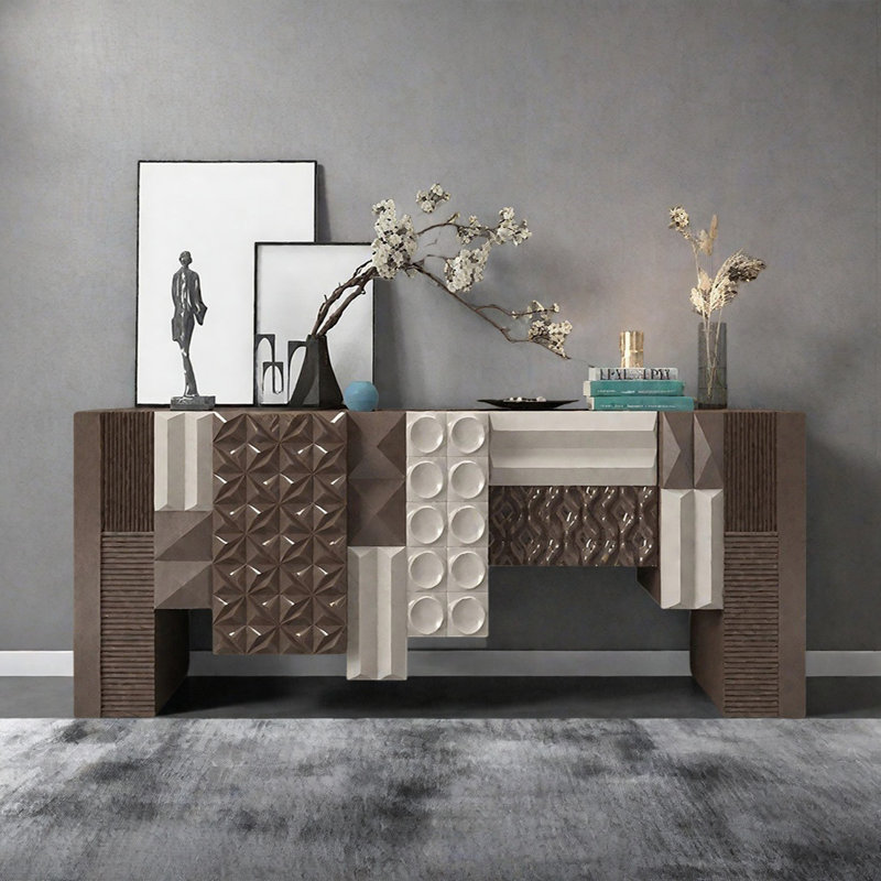 Console Modern Minimalist Art Design, H 31,5 po x l 70,87 po x P 15,75 po, Brun