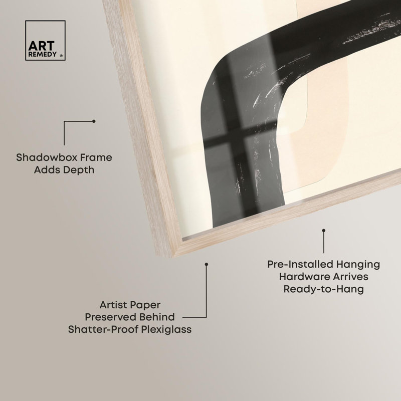 Décoration murale moderne Contempogeo II Shadowbox Print par Art Remedy, H 16 po x l 11 po, Crème, crème