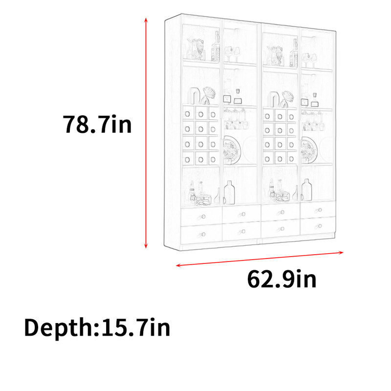 Heitman, (3 tablettes) H 78,7 po x l 62,9 po x P 15,7 po, Gris
