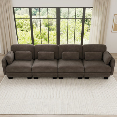 Channel Tufted Design Modular Sectional 4 Seater Sofa, 4-Seater Couch with Thick Comfortable Seat Cushions,Chenille