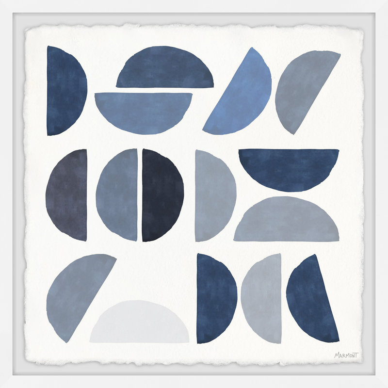 Blue Slices - Single Picture Frame Painting, 41cm H x 41cm W x 3.81cm D