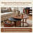 31.5'' Vintage Round Nesting Coffee Table Fluted with Drawer in Black & Walnut ｜Space Saving ｜Solid Smooth Surface