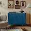 Armoire de rangement ovale 47 po avec 4 portes, armoire buffet avec rangement, armoire de rangement d'appoint cannelée à bord arrondi, porte coulissante, crédence autoportante, console pour salon, cuisine