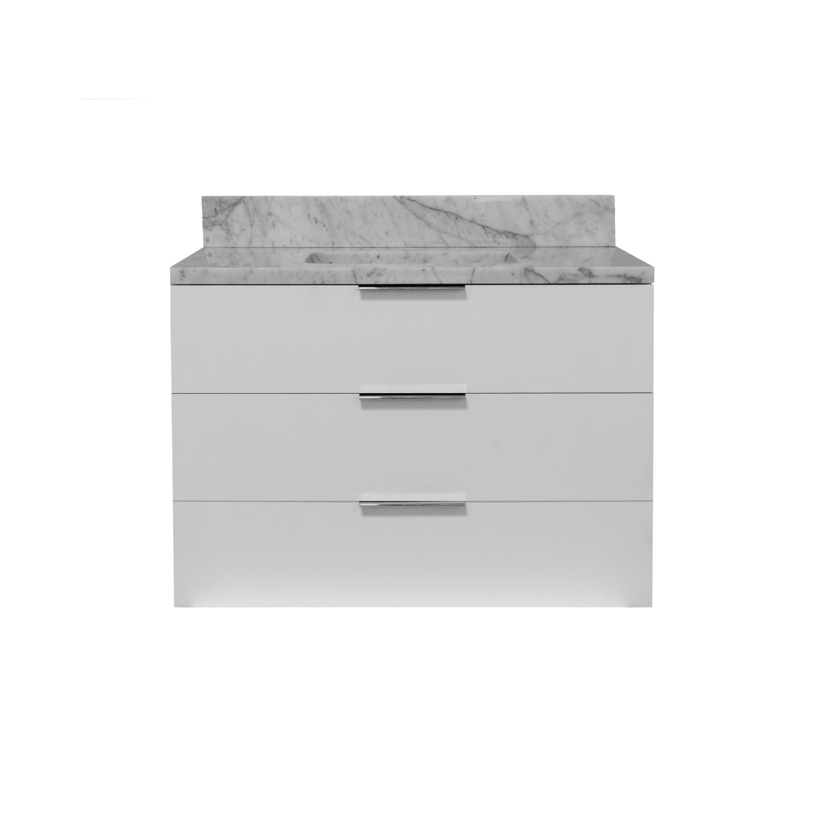 Mitchell 36'' Single Bathroom Vanity, Carrara Marble, White
