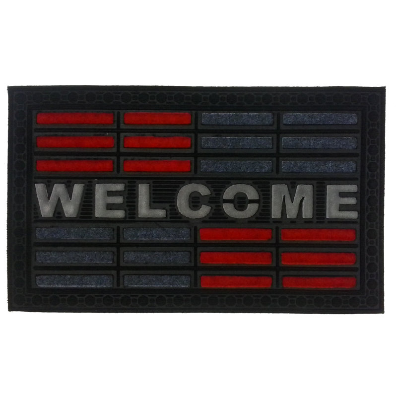 Charnette Non-Slip Indoor / Outdoor Doormat, Red/Gray/White/Black