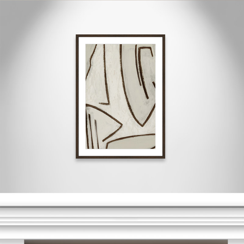 Dessin au trait - Peinture encadrée, L 25,5 po x H 35,5 po, Encadrement beige