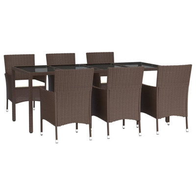 Curnutt 6 - Person Wicker Patio Dining Set with Rectangular Table , Cushions Included