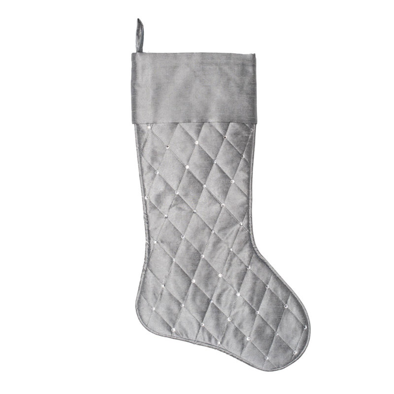 The Holiday Aisle Quilt Stitch Jewel Stocking, Grey