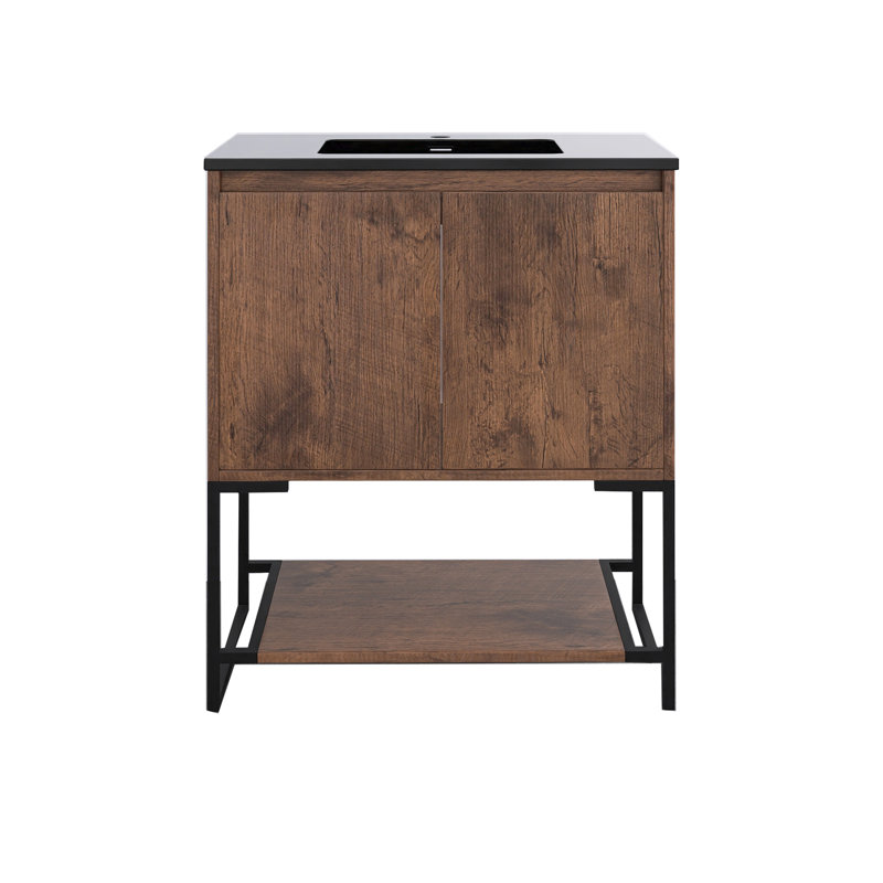 Meuble-lavabo sur pied simple 30 po avec surface solide