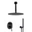 Système de douche à pluie de 12 pouces en laiton inoxydable 1 pièce Système de douche noir mat monté au plafond