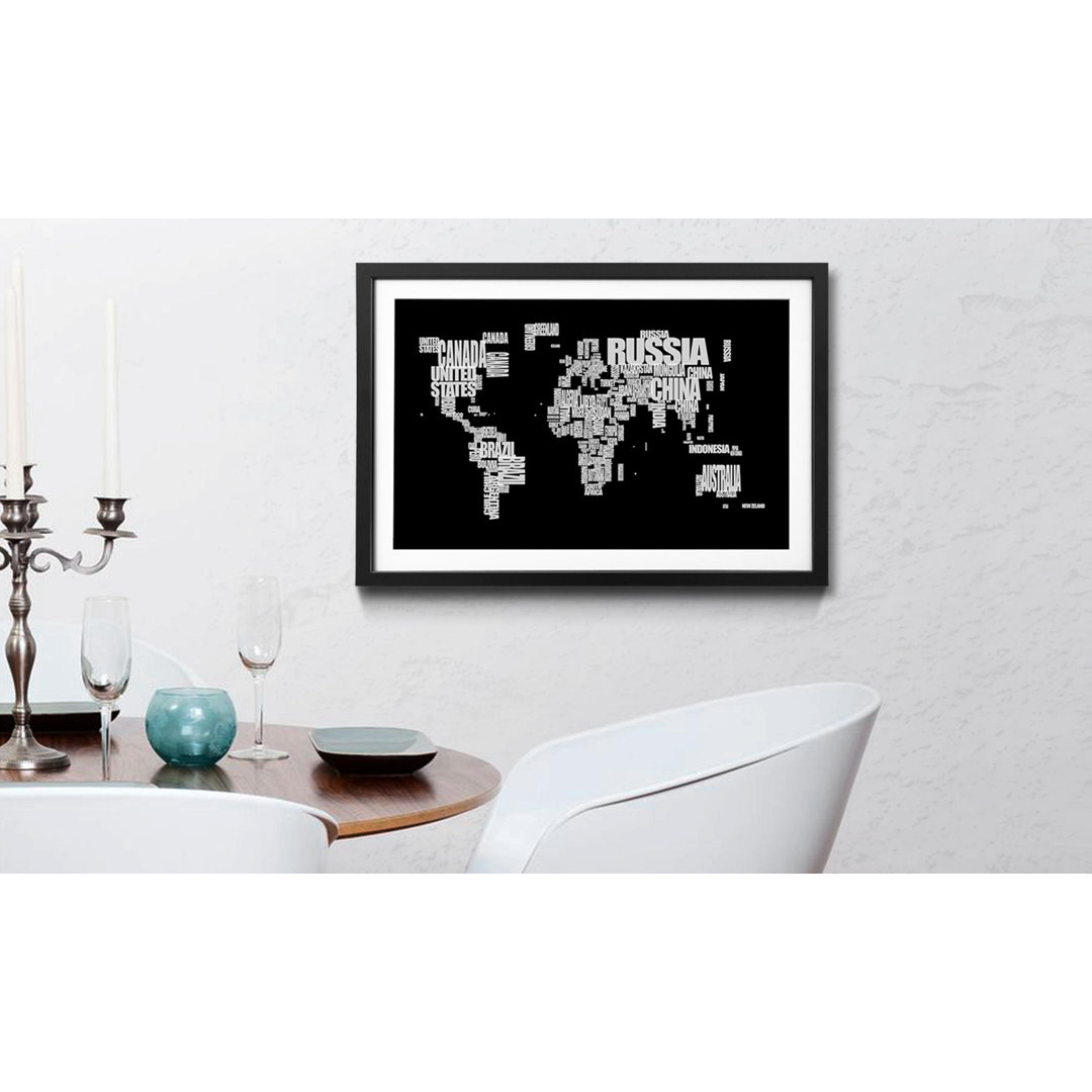 Worldmap No.14 - Picture Frame Graphic Art Print on Paper