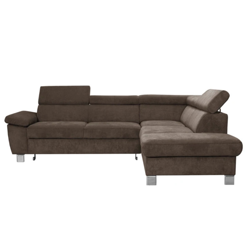 Lucy Upholstered Foldable Corner Sofa with Storage , Brown, Right Hand Facing