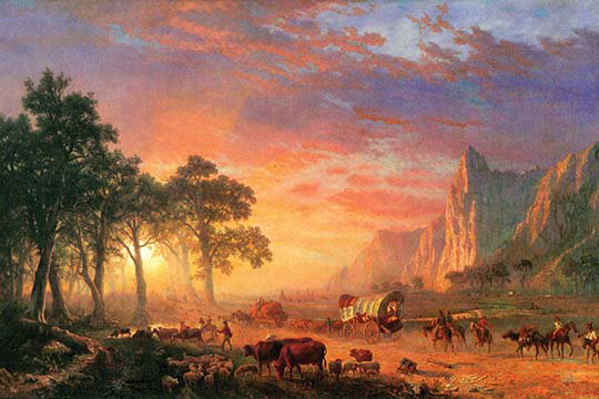 « the oregon trail » par albert bierstadt,, impression, H 44 po x l 66 po x P 1,5 po