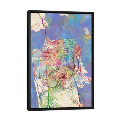 Ensemble de cartes de rue urban arc street : san francisco, californie, états-unis, impression sur toile tendue