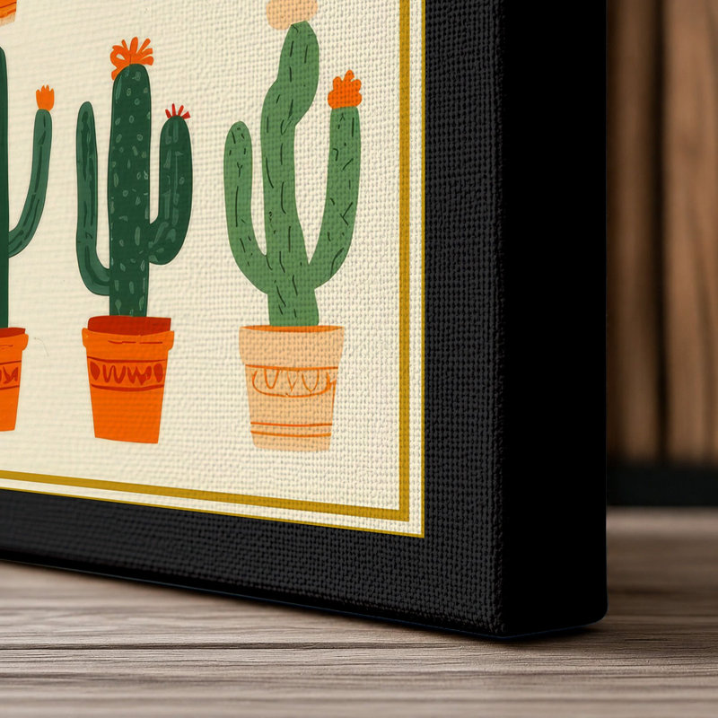 Cactus Collection Botanical - Wrapped Canvas, 36x24 - 91.4 x 61.0 cm, Black Border