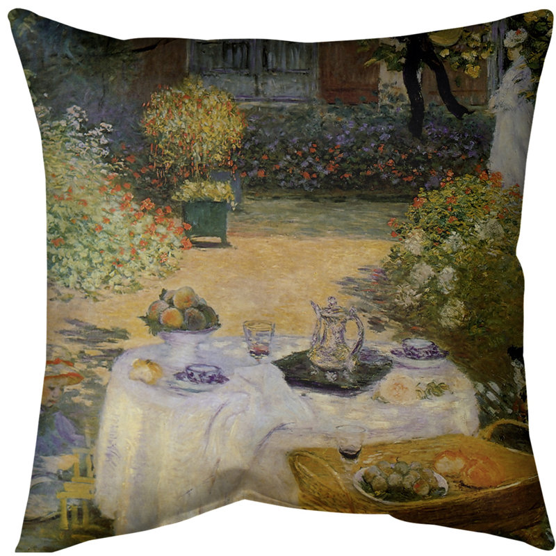 Coussin claude monet the repas, 14 po x 14 po, Faux lin