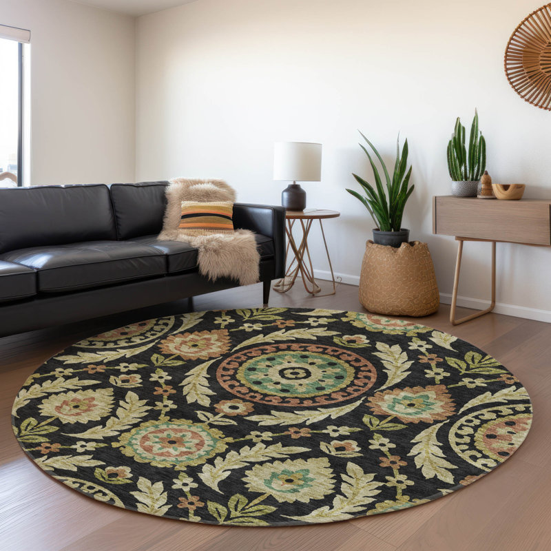 Mahaney Floral Indoor Rug, Round 8'