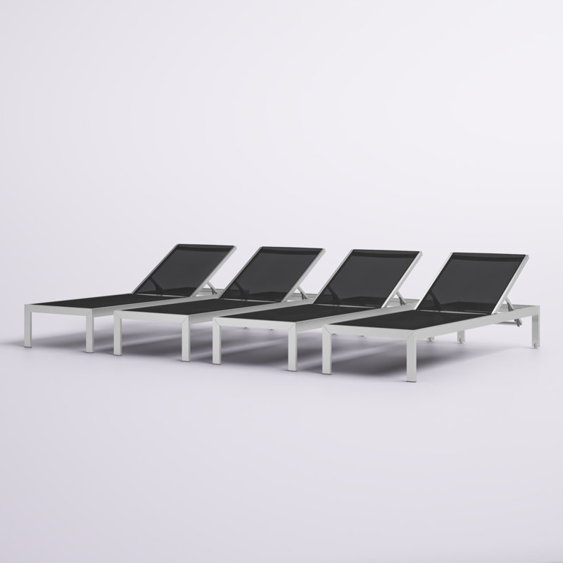 Bashira 76" Long Reclining Chaise Lounge Set, Black