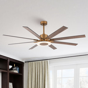 Broghen 65'' 8 - Blade Reversible Large Ceiling Fan with LED Lights and Remote Control