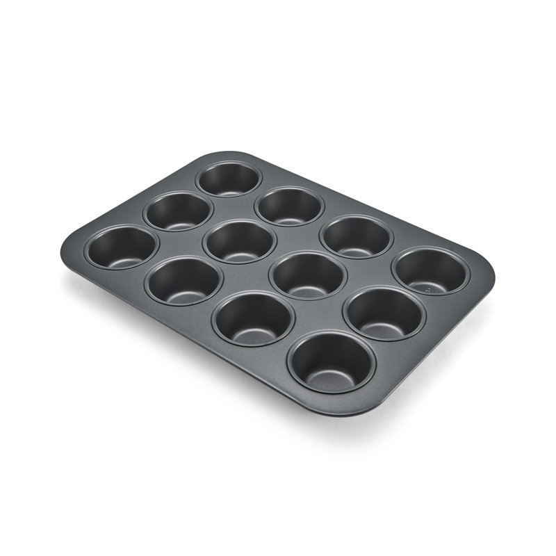 Professional Non-Stick 12-Cup Gray Steel Muffin Pan