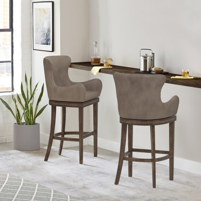 Gunther Swivel Upholstered Counter Stool with Solid Wood Frame