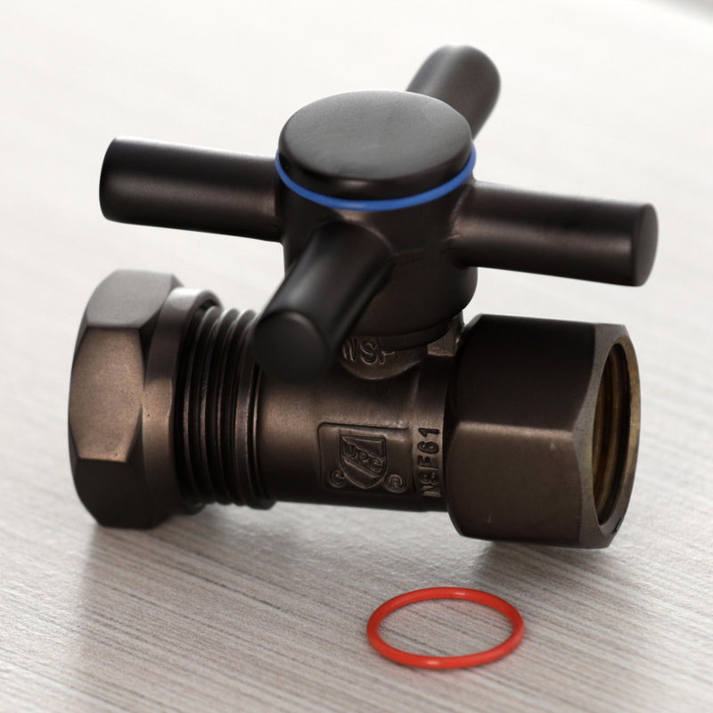 Kingston Brass Concord 1/2-Inch FIP x 1/2 or 7/16-Inch Slip Joint Quarter-Turn Straight Stop Valve, Oil Rubbed Bronze