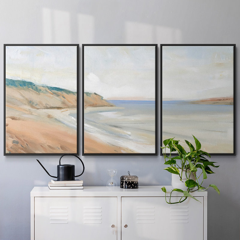 Étude de rivage I 3 pièces, Noir, H 40 po x l 78 po x P 2 po