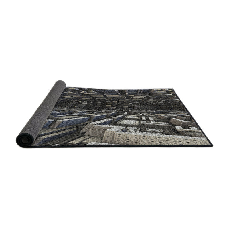 Tapis gris tissé à la machine, Rond 5 pi