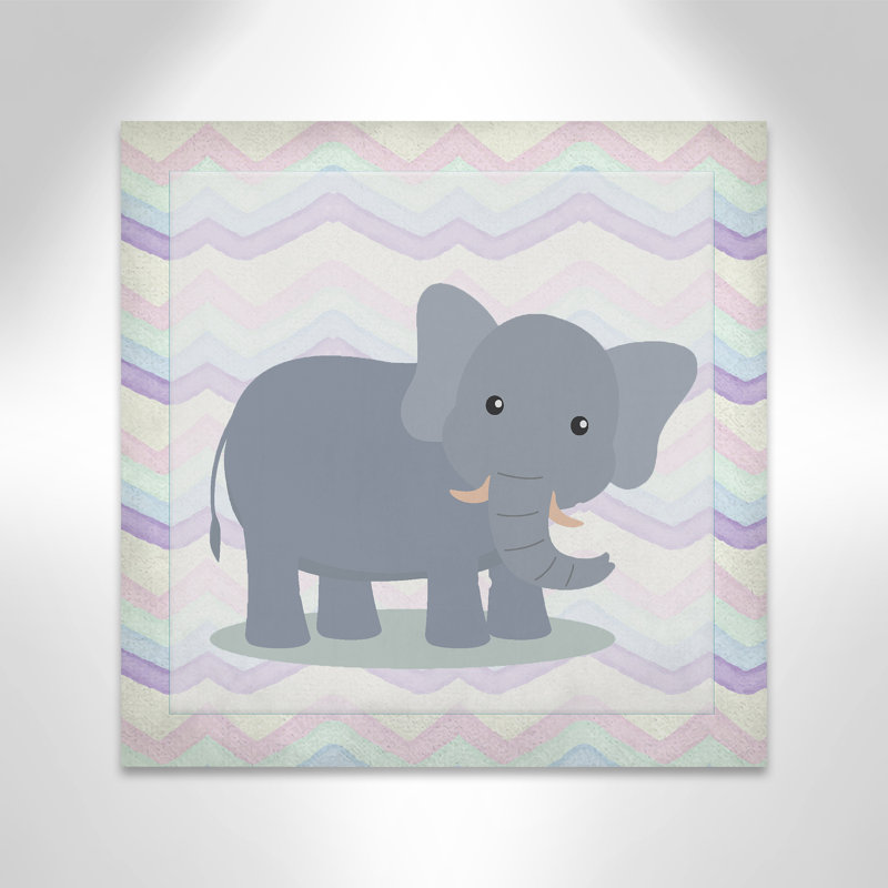 Art de l'éléphant rose, Canevas, H 24 po x l 24 po x P 1,5 po