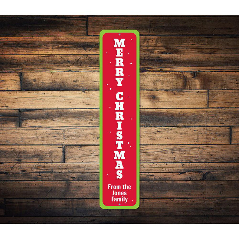 Panneau vertical en aluminium Merry Christmas, H 6 po x l 24 po x P 0,06 po
