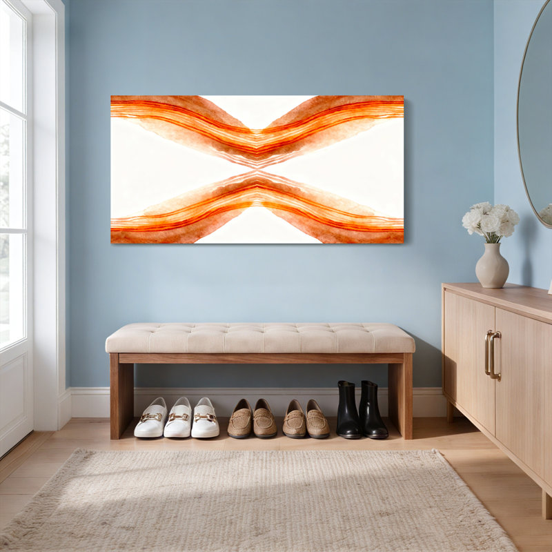 Ensemble de 1 tableau sur toile tendue à motif de vagues aquarelle orange abstraites, H 20 po x l 40 po