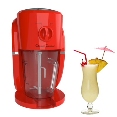 32-Ounce Frozen Drink Maker - Mixer, Blender and Ice Crusher Machine for Margaritas, Pina Coladas, Daiquiris, Shaved Ice Treats, or Slushies by Classic Cuisine (Red)