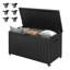 Boîte de rangement en résine noire 90 gallons avec six roulettes, couvercle verrouillable et double paroi