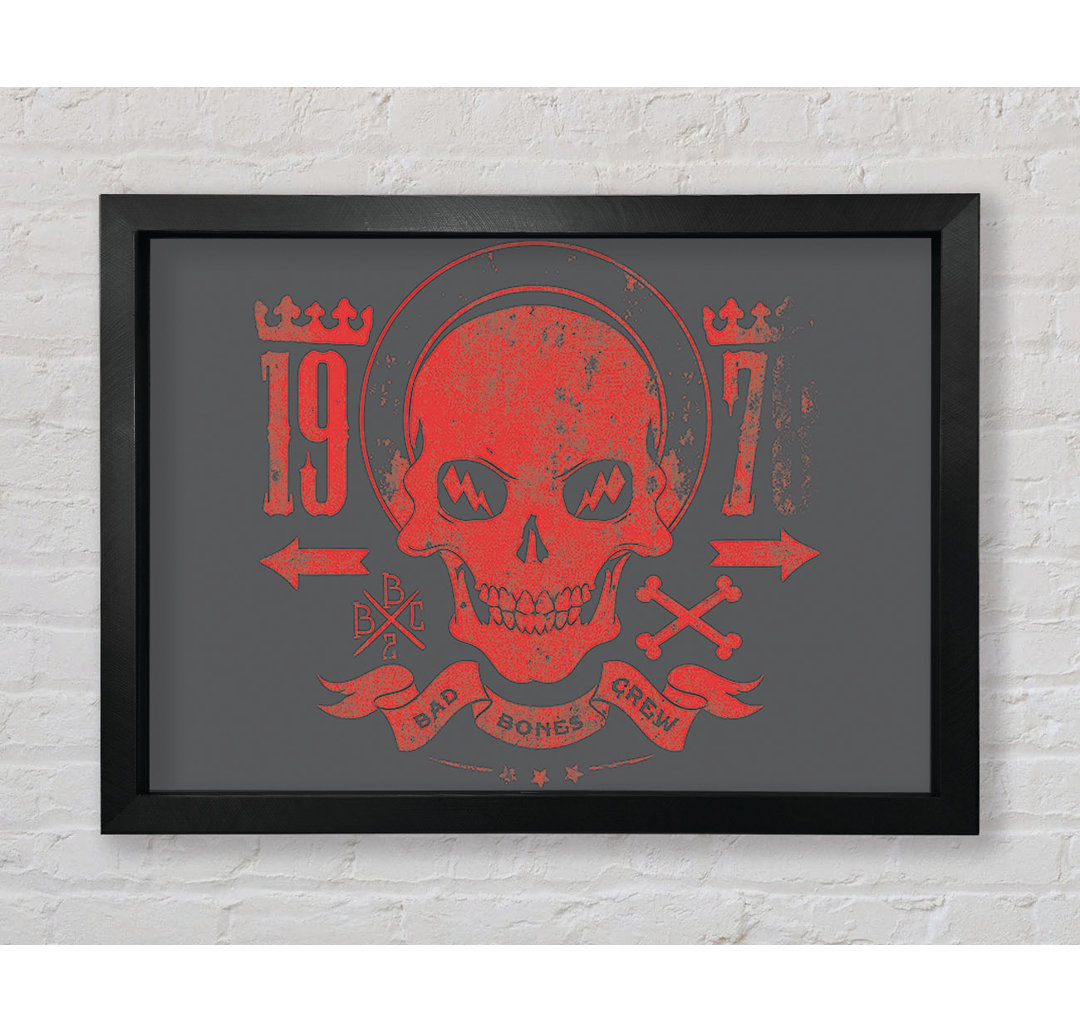 Gerahmtes Leinwandbild Retro Skull