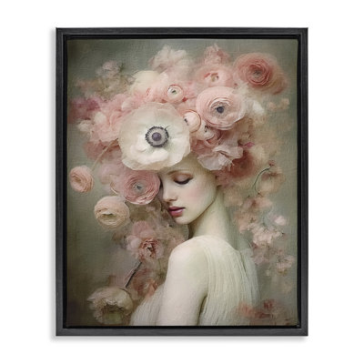 "Blush Florals", art mural encadré sur toile flottante par RileyB